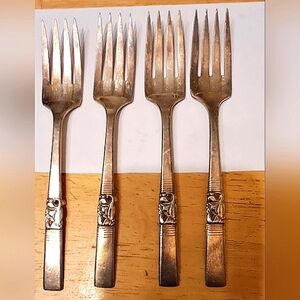 COMMUNITY SILVER (PLATED?) SALAD FORKS (4)